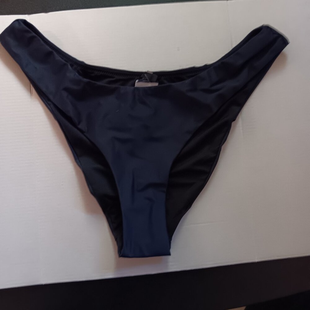 J Crew Women's  Curved Waist Cheeky Bikini Bottom Navy Medium NWT